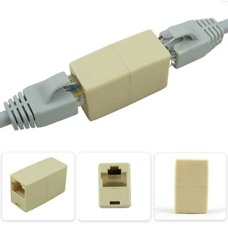Adaptador de conector extensor RJ45 CAT5, Cable de red LAN, alta calidad, 10 Uds.