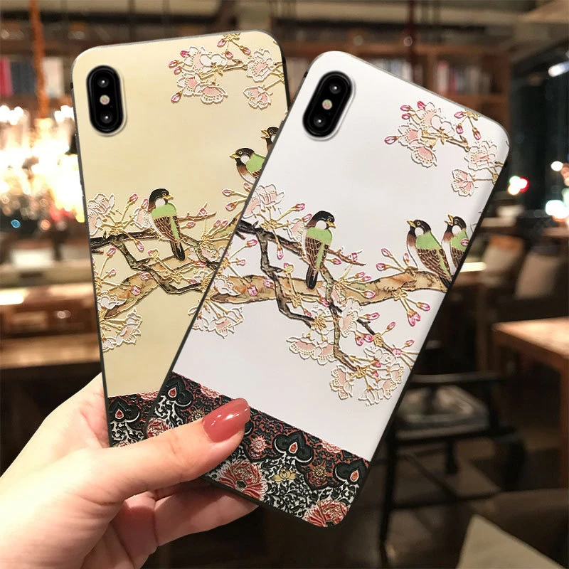Cute Animal Bird 3D Embossed Phone Case for iPhone X XS XR 11 12 13 Pro MAX 7 8 Plus Capa Soft TPU Back Covers Cozy Matte Cases | Мобильные