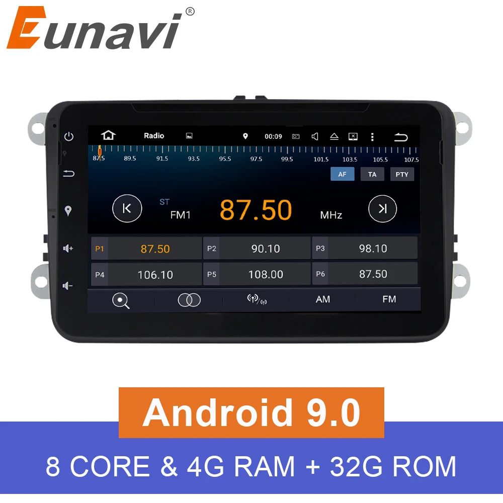 Eunavi 8 &quot2din автомобильный dvd Android 9 0 2 din Радио Стерео Восьмиядерный для VW Golf MK6 5 Polo