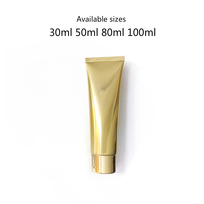 

30ml 50ml 80ml 100ml Gold Plastic Aluminum Bottle Skin Care Cream Soft Tube Empty Body Lotion Packaging Container Free Shipping