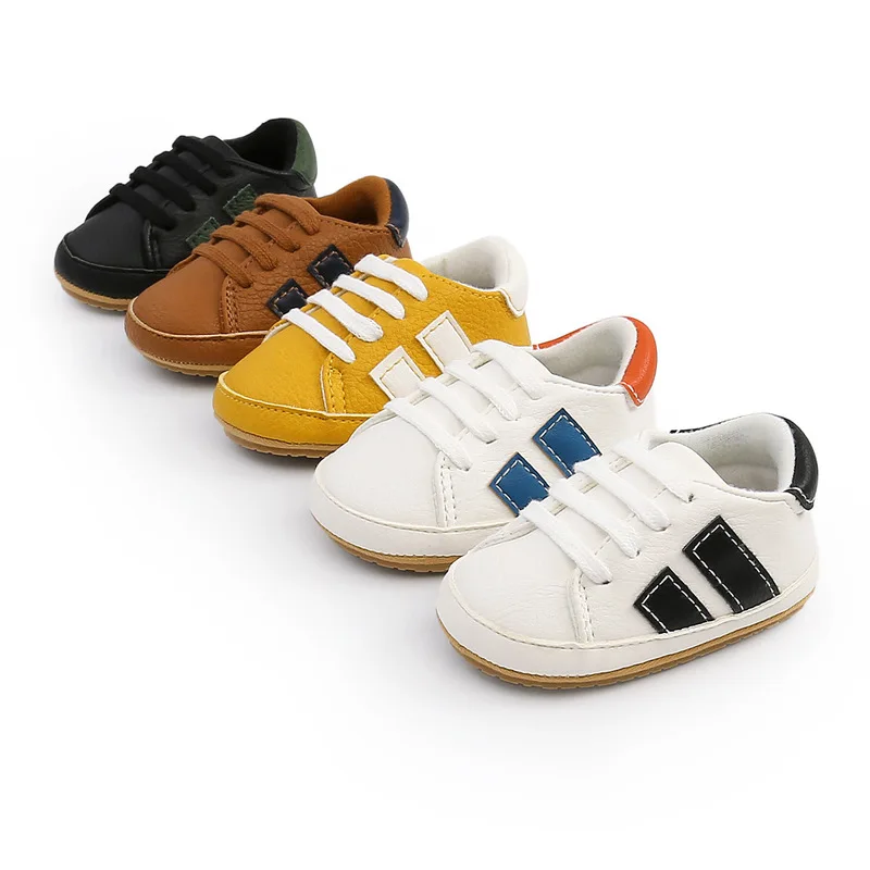 Recién Nacido Bebé Zapatos de clásica a rayas de cuero niño Niña Zapatos Multicolor niño suela de goma antideslizante en primer lugar los caminantes mocasines Niño