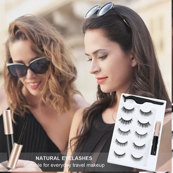 

3D Magnetic Eyeliner Liquid False Eyelashes 5 Pairs a Set Magnet Eyelashes No need for eyelash glue Makeup Tools & Accessories