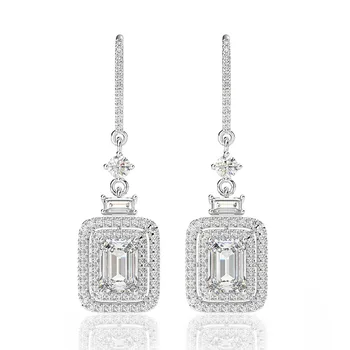 

Luxury Elegant Retro Jewelry Top Quality Princess AAA Cubic Zirconia Dangle Hook Earrings Wedding Engagement For Women