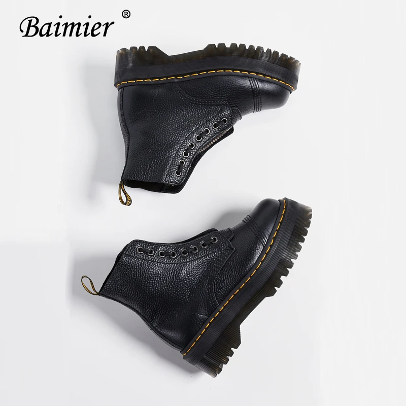 Baimier/ г., зимние женские ботильоны из лакированной кожи, женские ботинки на платформе на молнии женские Ботинки martin на шнуровке в уличном стиле