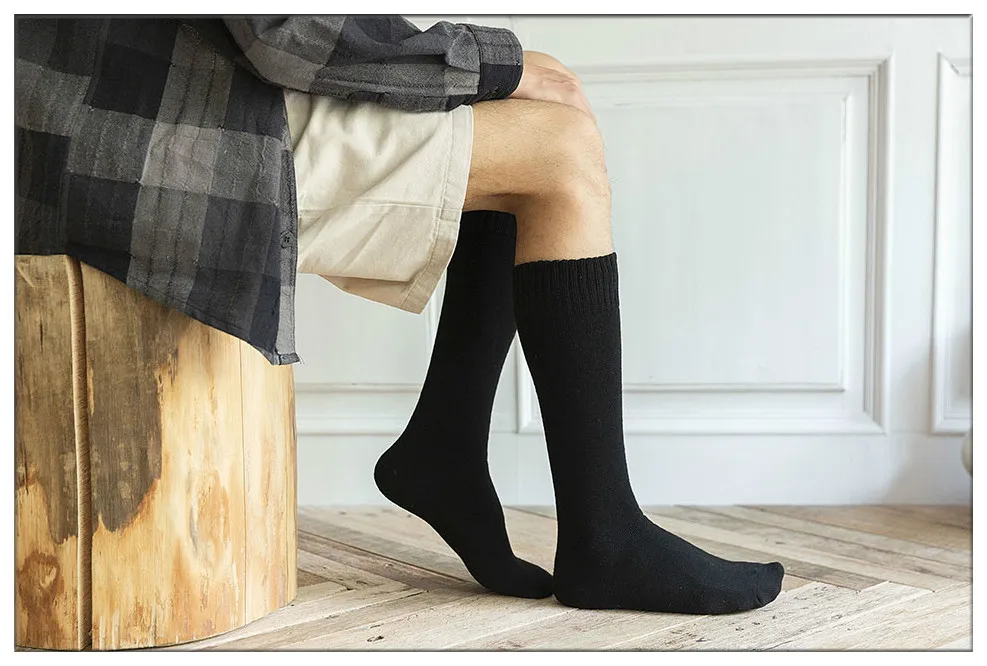Зимние мужские длинные размера плюс толстые теплые шерстяные носки зимние теплые кашемировые хлопковые носки