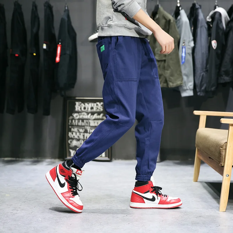 casual khaki pants The new spring cotton men's casual pants sweatpants boys and feet trousers overalls Tide joggers  streetwear  green pants pants fashion Casual Pants