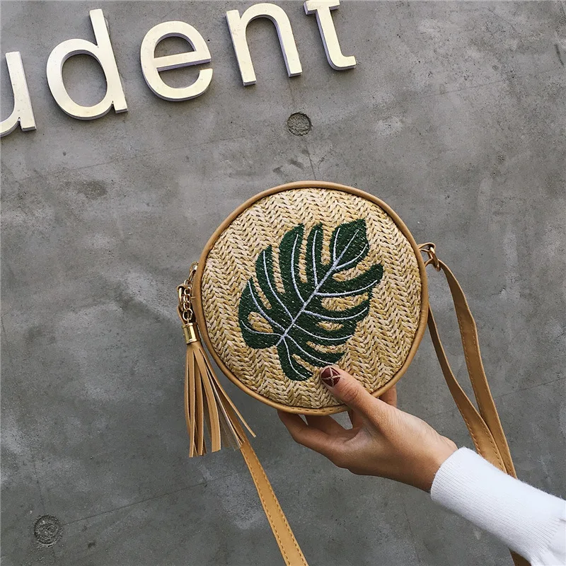 

New Style Korean-style Pineapple Shoulder Look Straw Square Sling Bag Solid Color WOMEN'S Bag WOMEN'S Fashion Handbag