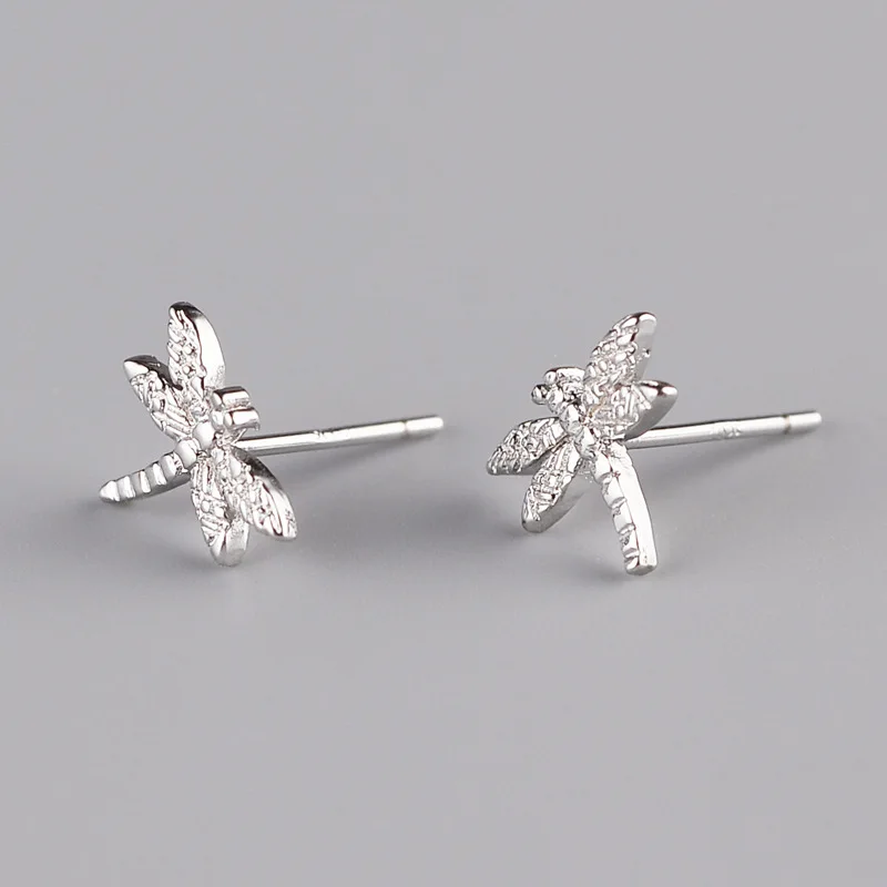 

Real 925 Sterling Silver dragonfly Stud Earrings for Women Girls Fashion sterling-silver-jewelry brincos brinco korean earrings