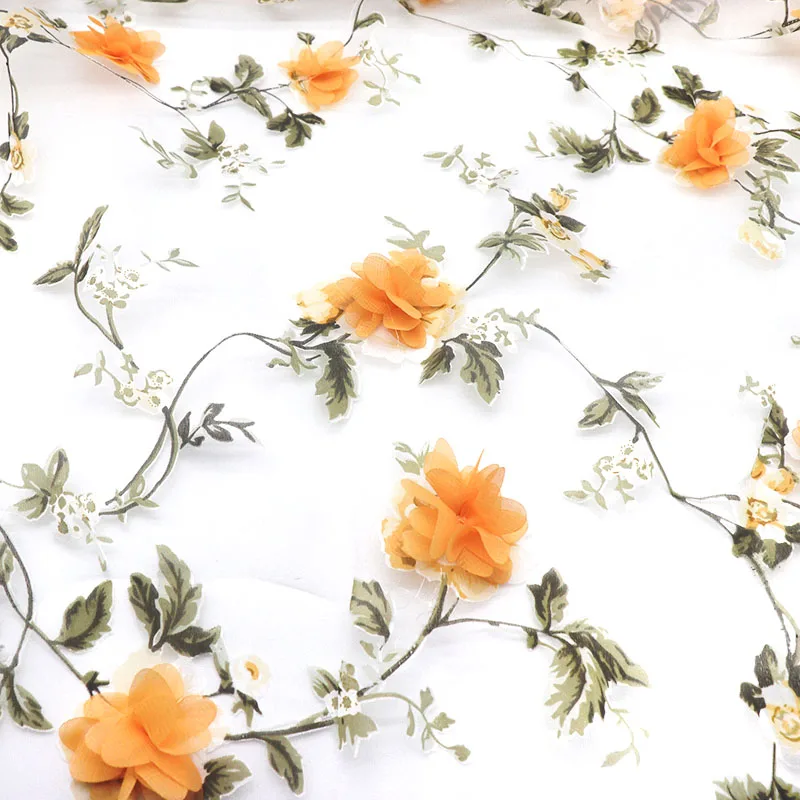 90*140cm Organza Fabric Soluble Shabby Lace Dress Wedding Flower Fabric Embroidered Diy Handmade Sewing Supplies Crafts lace fabric lace sewing supplies lace sewing accessories