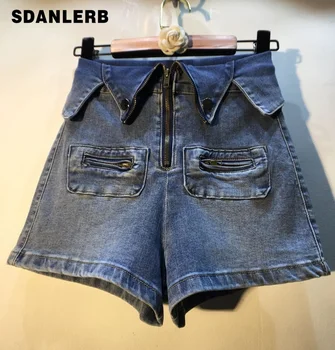 

High Waist Jean Shorts Women 2020 Summer New Zipper High Waisted Slim Hip Stretch Denim Shorts Ladies Hot Pants