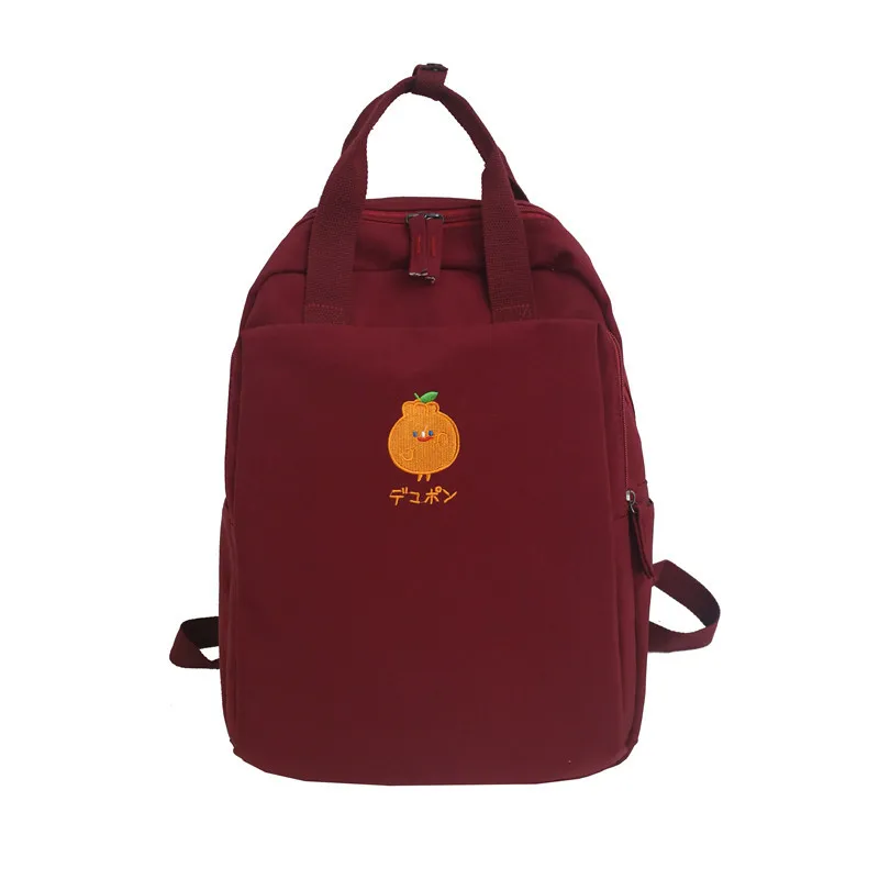 red backpack Qiaoduo рюкзак для женщин милая девушка Новинка Фрукты авокадо вышивка сумка водонепроницаемый студенческий рюкзак для подростка CE3425 - Цвет: red backpack