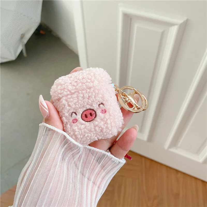 Lovely Plush Pig/ Dogs Case Cover for Airpods Pro