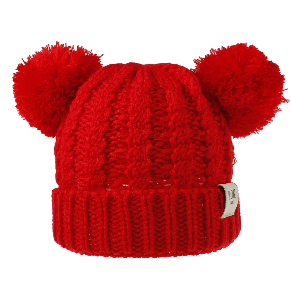 Molixinyu детская зимняя шапка, шерстяная вязаная шапка зима, Новая двухслойная шапка с помпонами, шаровая шапка для мальчиков и девочек