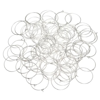 

100pcs 20/25/30mm Wine Glasses Hoops Wine Charm Rings Round Earrings Wire Rings Hoops Party Drink Wine Labeling Tools