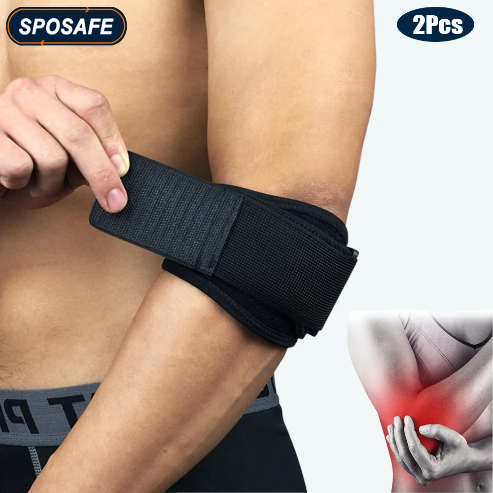 2Pcs Compression Elbow Brace Support Straps with GEL Pad & Adjustable Band for Tennis Golfer Relieve Tendonitis and Forearm Pain
