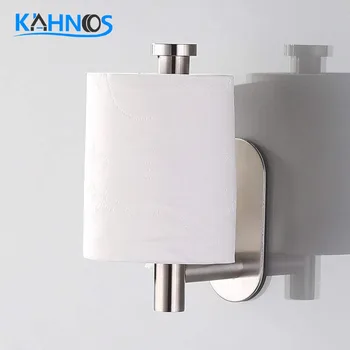 Stainless Steel Toilet Roll Paper Holder Self Adhesive Non-drilling Towel Paper Holder Ring Rail Rack 1