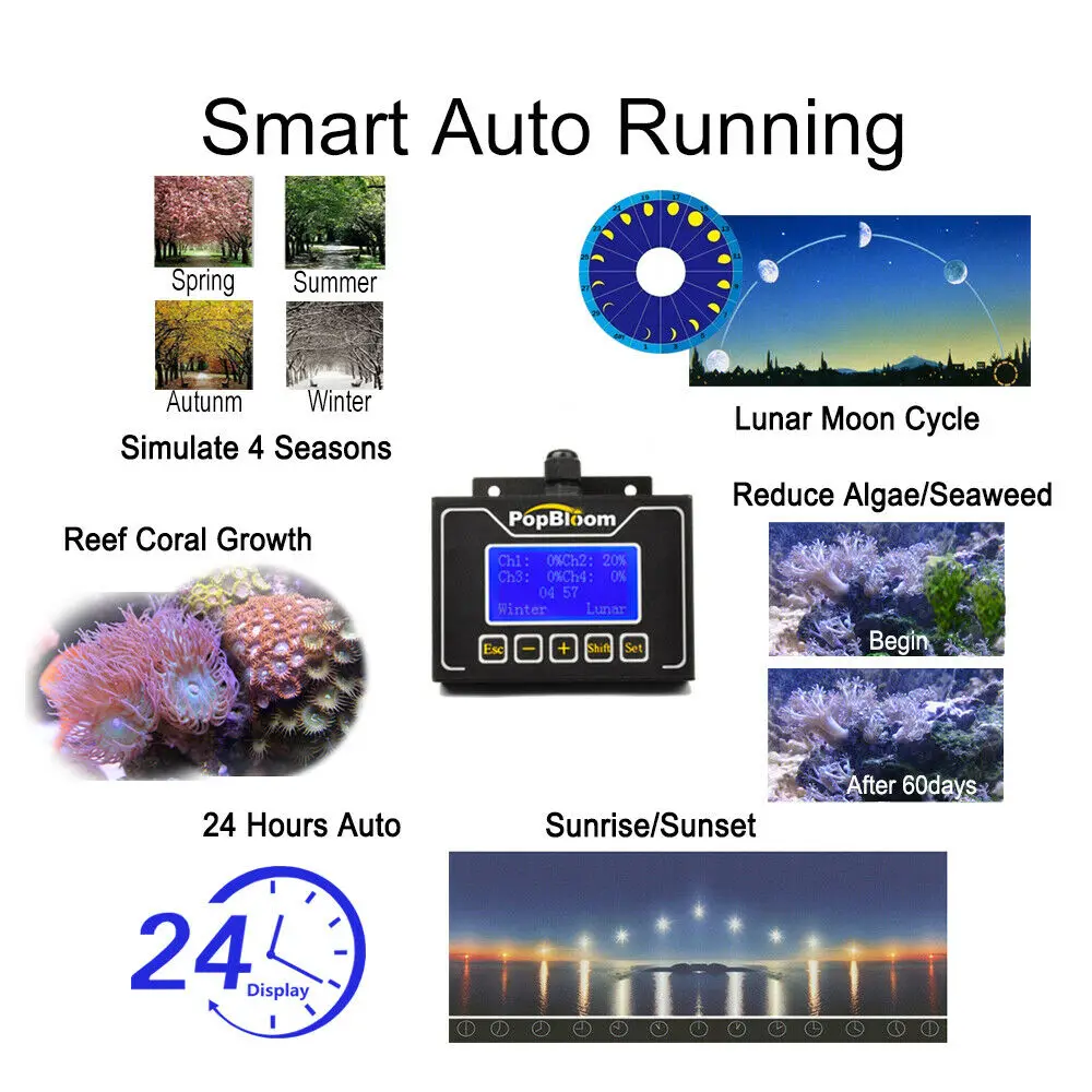 Popblom светящийся подводный для аквариума светодиодный светильник рифа с