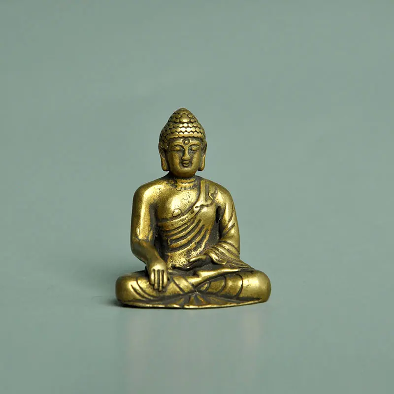 

Mini Portable Vintage Brass Buddha Statue Pocket Sitting Buddha Figure Sculpture Home Office Desk Decorative Ornament fengshui