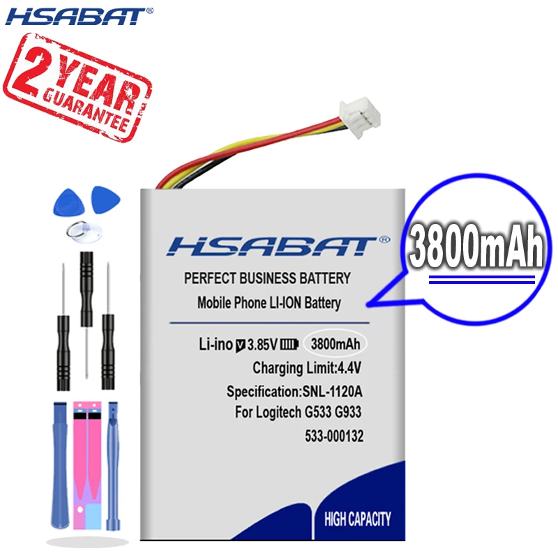 Новое поступление [HSABAT] 3800mAh 533-000132 Сменный аккумулятор для Logitech G533 G933 G533S G933S |