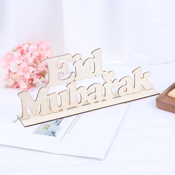 

1 Set DIY Eid Mubarak Muslim Home Decoration Ramadan Decor Pendant Wooden Hollow Ornament Crafts Activities Gifts With Ropes