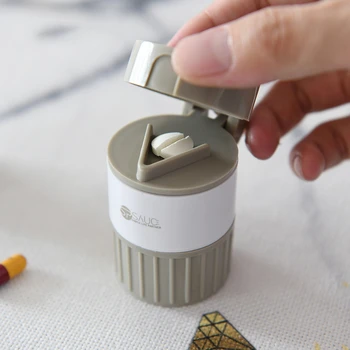 

4 in1 Multifunction Pill Box Cutter Grinder Powder Case Cup Medicine Containers Minerals Display Makeup Stackable Storage Bottle