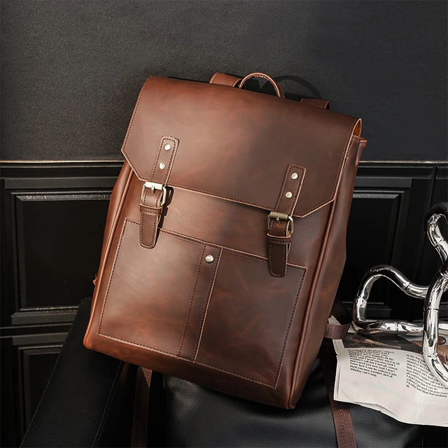 Designer Brand Men Briefcases Crazy Horse Leather Shoulder Bags Vintage  Crossbody Bags Business Office Bags Men Travel Laptop Ba - AliExpress