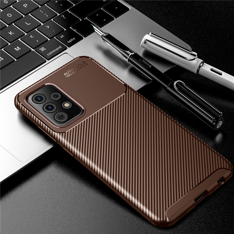 KEYSION Phone Case for Samsung A52S A72 A73 A33 A53 A13 5G Carbon Fiber Texture Shockproof back Cover For Galaxy A12 A22 A82 A32 samsung cases cute