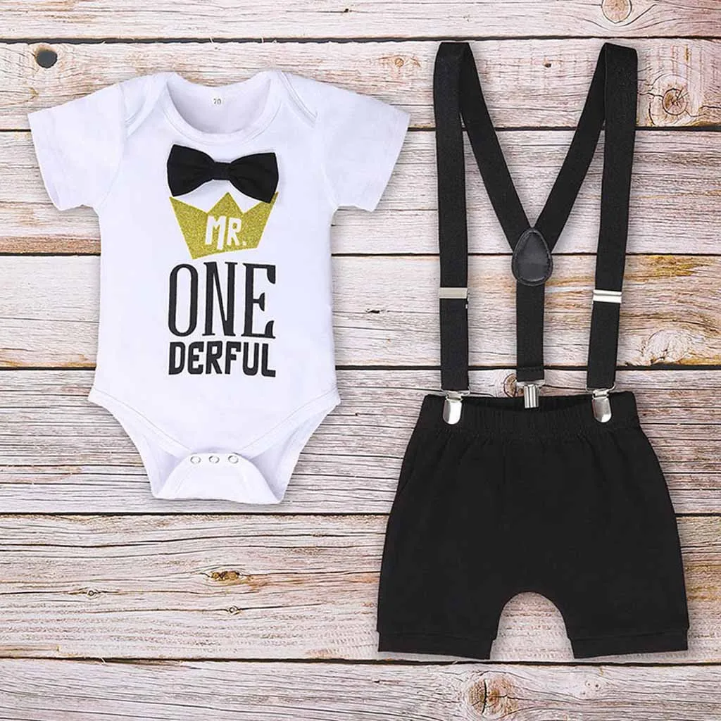 New Born Baby Clothing Summer Gentleman Rompers 0-24M Body Clothes Set Boy Outfit 1 Year Old Sets |