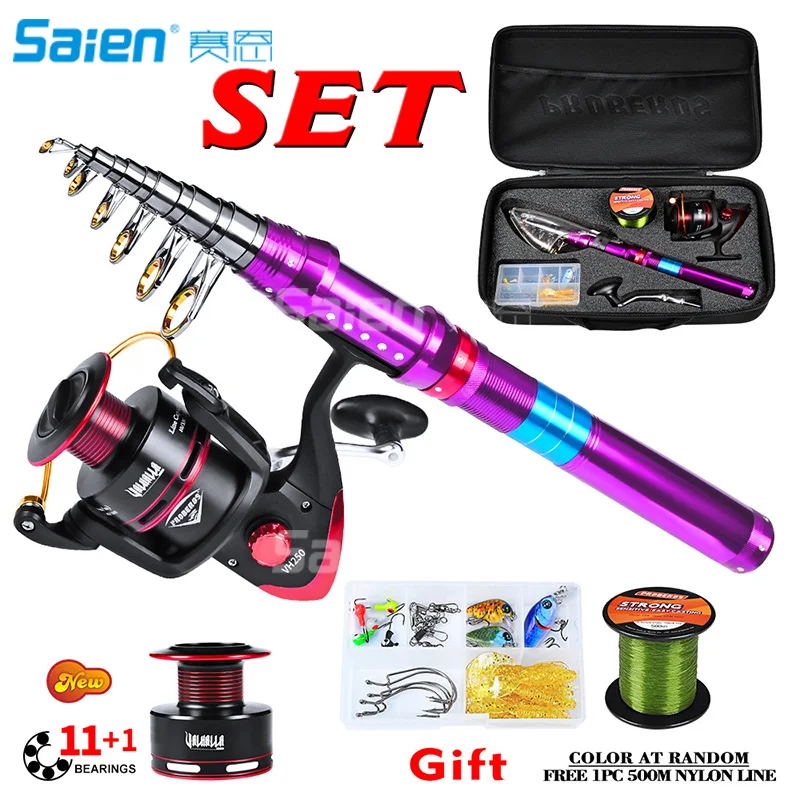 Telescopic Fishing Rod and Reel Combos with Full Kits and Carrier Bag
