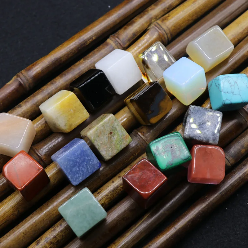 Natural Stone Square Beads Amethyst Rose Quartz  Agate 7Chakra Yoga Healing Home Decoration