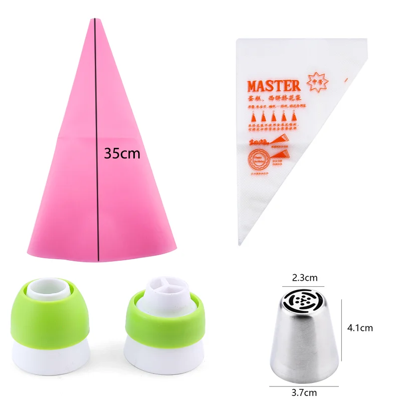 Stainless Steel Cake Decorating Nozzle & Pastry Bag Set 6