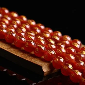 

Natural Stone Beads beads 8MM Black Agates Red Agates Six Character Mantra Bracelet Women Yoga Prayer Bracelet Buddhist