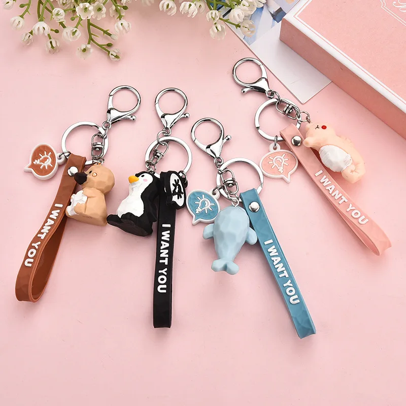 

Fashion Cartoon Geometric Section Penguin Keychain Car Key Chain Backpack Pendant Girl Christmas Gift Couple Pendant