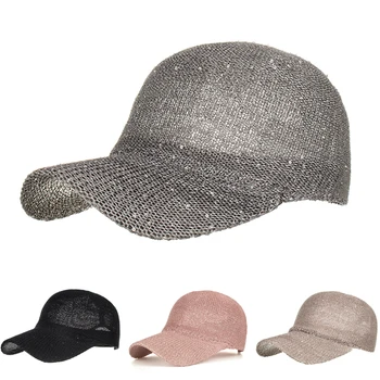 

Baseball Cap Women Snapback Summer Dad Hat Mesh Breathable Curved Bill Pink Bling Adjustable Sports Outdoor Accessory