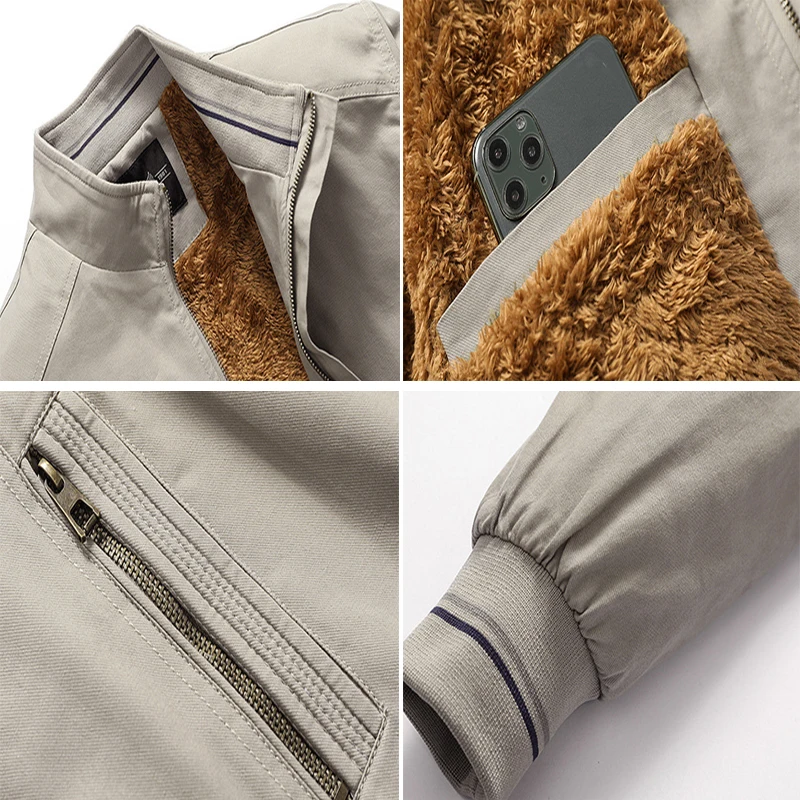 DIMUSI Fleece Jackets Mens Pilot Bomber Jacket Warm Male Fashion Baseball Hip Hop Coats Slim Fit Thermal Coats Mens Clothing