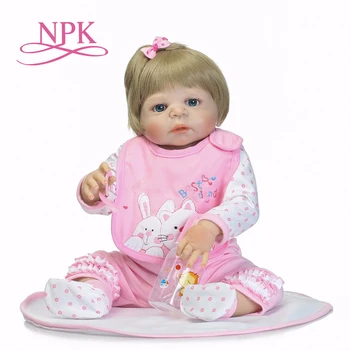 

NPK 56CM full silicone reborn baby girl dolls soft silicone vinyl real gentle touch bebe new born real baby Christmas Gift