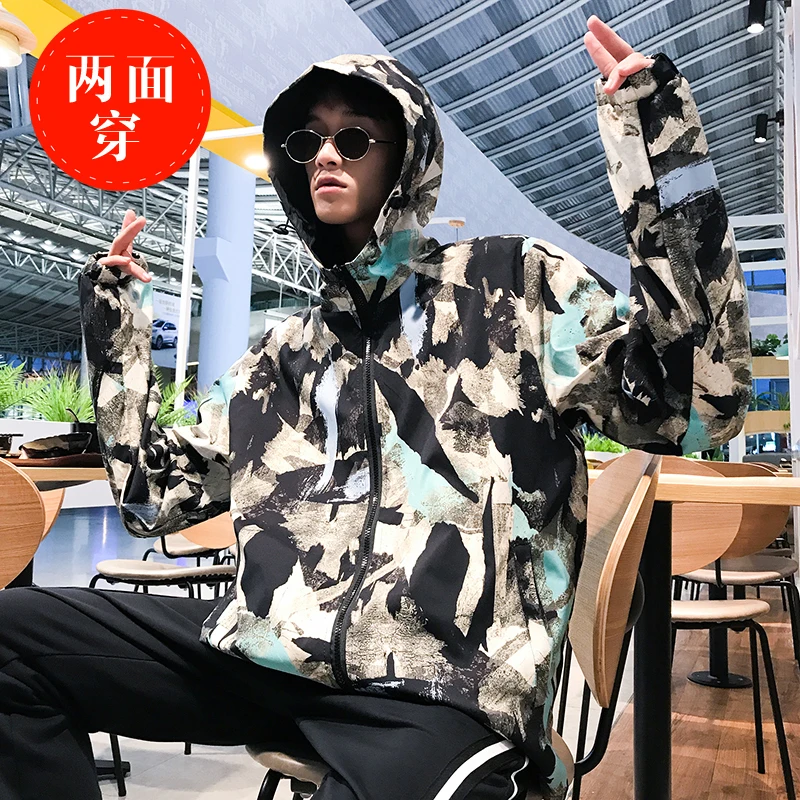 

New Double-faced Male Korean Version Of The Trend Plus Fertilizer XL Hip Hop Cool Loose Clothes Gathered Famous Streetwear