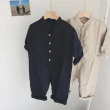 Г., комбинезоны для мальчиков и девочек в Корейском стиле осенние хлопковые льняные модные детские штаны размер на 2 до 7 лет, PZ127