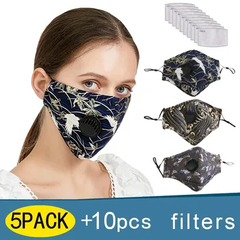 

5pcsfashionadult Reusable Windproof Foggy Haze Pm2.5 Mask With Mask Gasket Respirator With 10pcs Filter Environmental Mouth Mask
