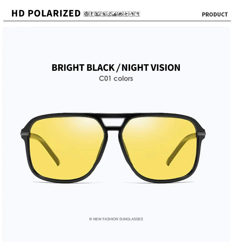 VCKA, поляризационные мужские солнцезащитные очки, обесцвечивание, Ретро стиль, wo, мужские очки ночного видения, очки для вождения, UV400, lunette de soleil - Цвет линз: Discoloration lens