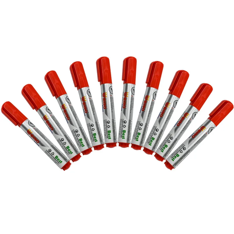 

10 pcs/set Smooth writing waterproof red Mark pen Office Stationery Marker Pen Big Oil Multi Function Mark Pen school supplies