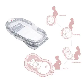 

Crib Midbed Baby Bed Cot Multi-function Nappy Table Foldable Infant Sleepe With Music Portable Sleeping Basket Baby Travel Bed