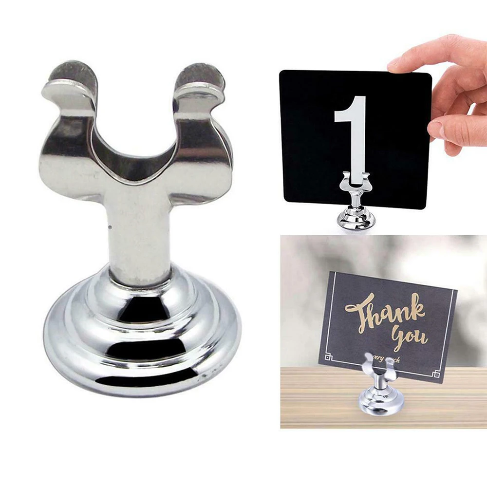 Stainless Steel U Shaped Mini Table Number Place Card Holder Silver