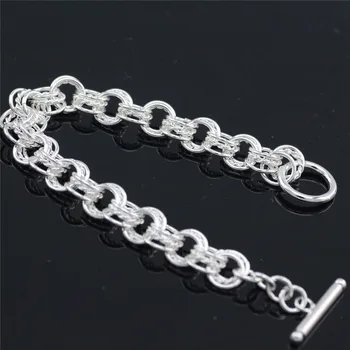 

New Silver Bracelet Temperament Fashion Wild Men and Women Three Circle Hand Jewelry Chain