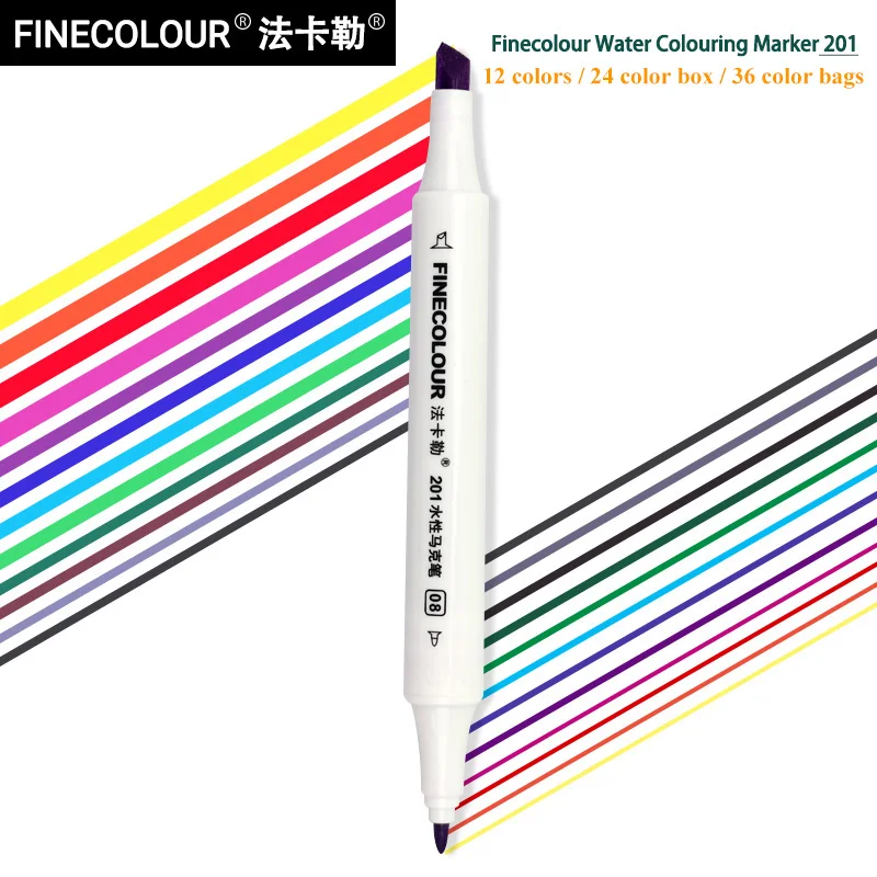 Художественные маркеры FINECOLOUR EF201 12/24/36 цветов набор кистей Двусторонние цветные