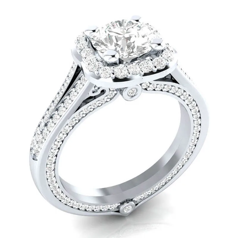 white Bague Ringen 3 цвета Мода OL леди 925 Серебряное кольцо с 8 мм диаметр Ziron ювелирные изделия для женщин Свадьба Помолвка подарок для свиданий - Цвет камня: white