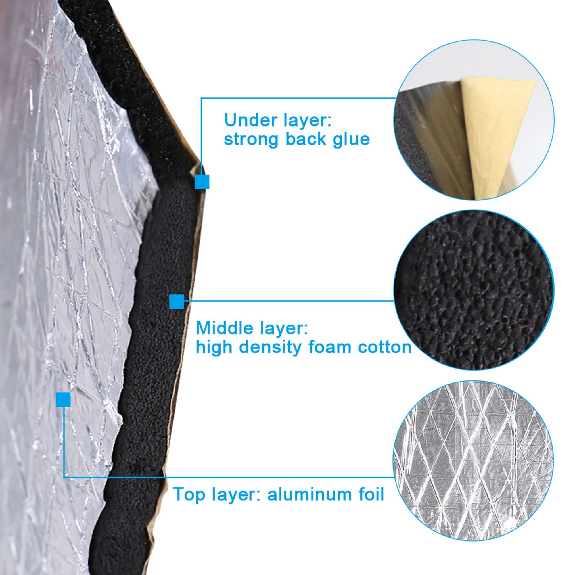 UXCELL 5mm/10mm Thickness Aluminum Foil Car Firewall Indoor Tail Cover Trunk Hood Chassis Heat Sound Deadener Insulation Mat