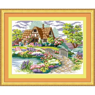 

DIY Needlework Beautiful Homes Cotton Thread Counted Cross Stitch Embroidery Kits Painting New Year Home Decor Gift