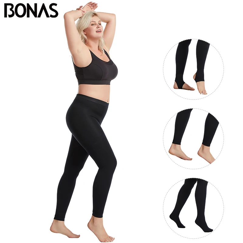 BONAS Women Black Pantyhose Elasticity 