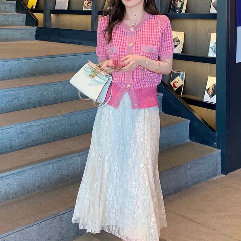 

Korean Sweater Women Vintage O Neck Cute Fashion Loose Knitted Elegant Sweater Cardigans Harajuku Chic Tops Thin Jacket